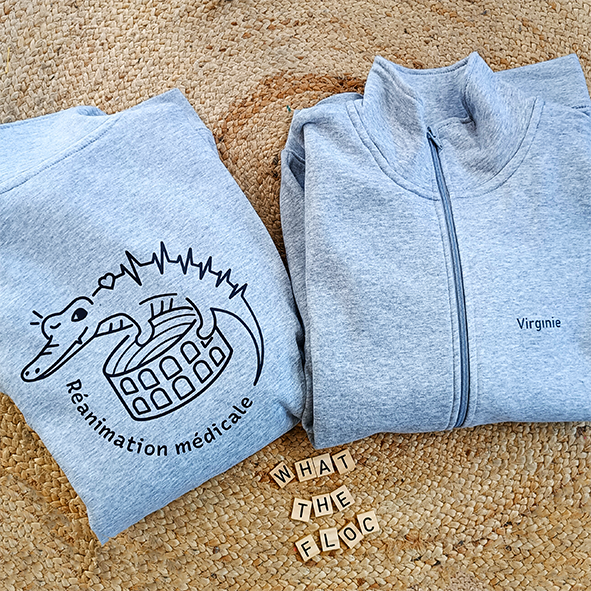Sweat personnalisé pour le CHU de Nîmes dans le Gard avec le logo de l'association