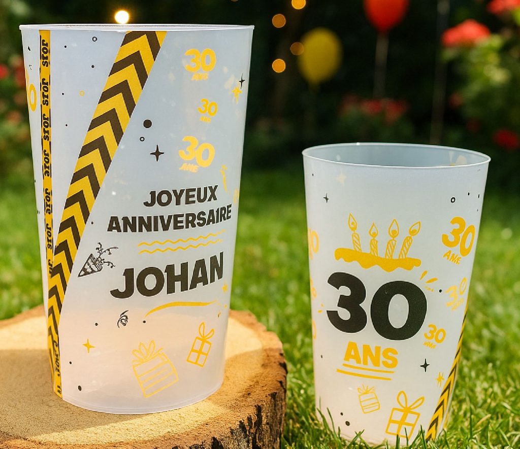 éco cup personnalisé pour un anniversaire thème construction dans le gard