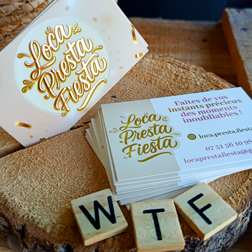 Carte de visite avec finition luxe dorure gold rose