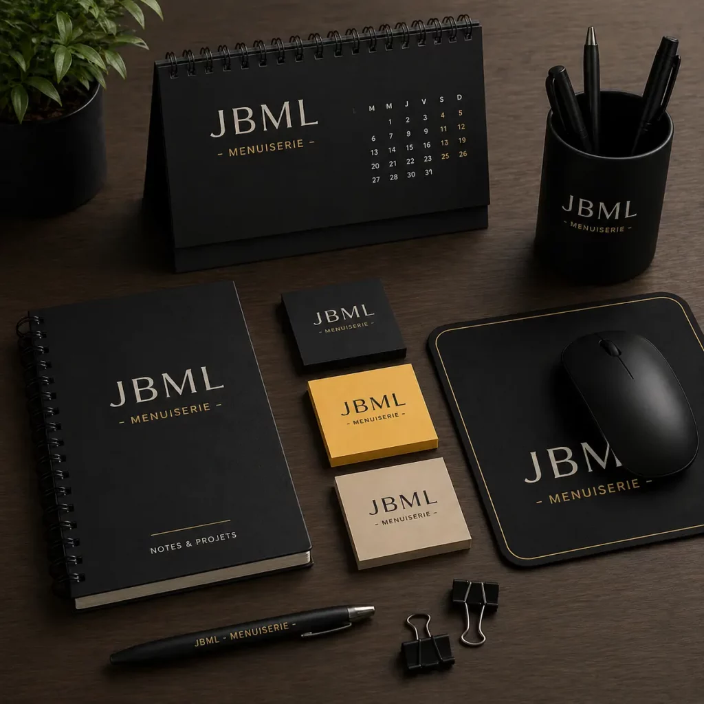 objets publicitaires bureautique calendrier, post-it, tapis de souris...