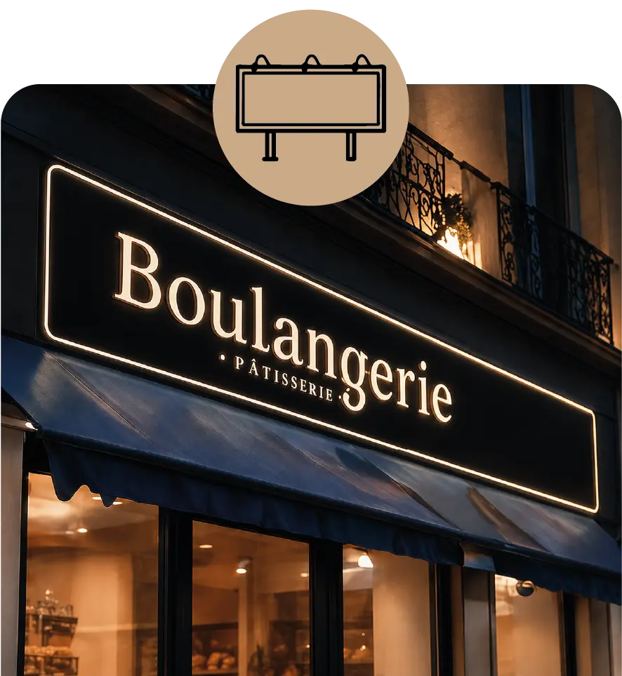 enseigne lumineuse dans le gard à Ales d'un boulangerie