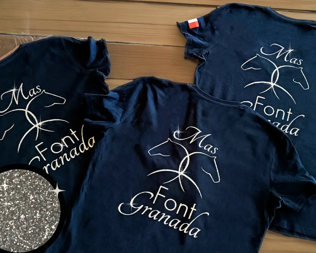flocage pailleté sur t-shirt pour entreprise de Nîmes