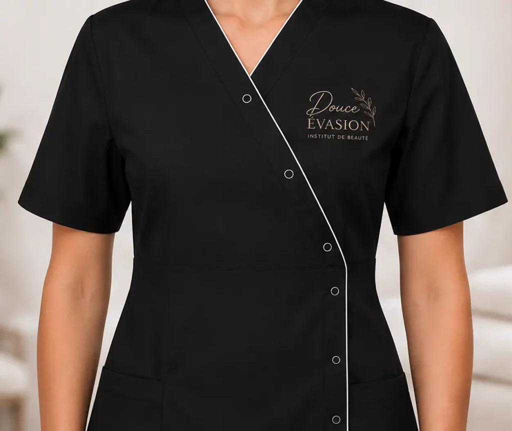 Blouse estheticienne tenue professionnelle personnalisé